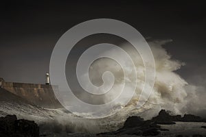 Porthcawl lighthouse and storm photo