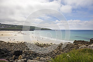 Porthmeor Beach at St Ives, Cornwall, England