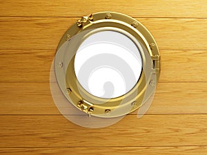 Porthole gold wood