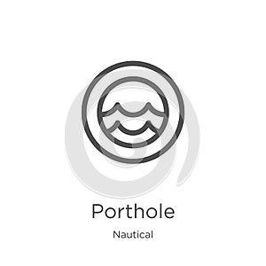 porthole icon vector from nautical collection. Thin line porthole outline icon vector illustration. Outline, thin line porthole