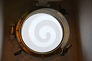 Porthole from the inside on a ship