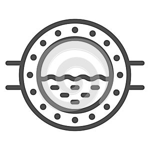 Porthole line icon, Sea cruise concept, boat window with waves sign on white background, ship porthole icon in outline