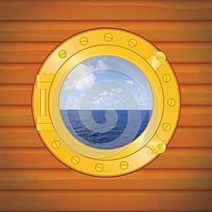 Porthole sea and clouds