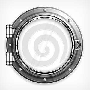 Porthole seascape on white