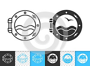 Porthole ship window simple black line vector icon