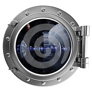 Porthole with a view of satellite