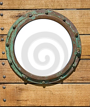 Porthole and wooden wall