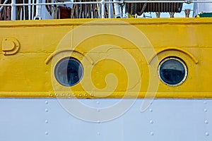 Portholes on ship.