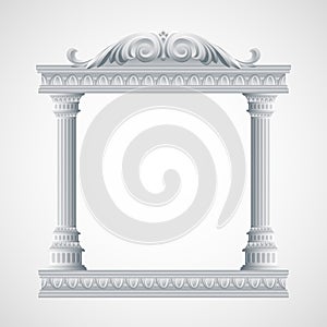 Portico an ancient temple. Colonnade. Vector photo