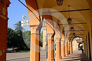 Portico with arches in Busseto Emilia Romagna