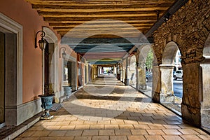 Portico in the central market square of a medieval town