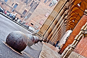 Portico city street view Bologna, Italy