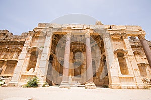 Portico. The Great Court. The ruins of the Roman city of Heliopolis or Baalbek in the Beqaa Valley. Baalbek, Lebanon