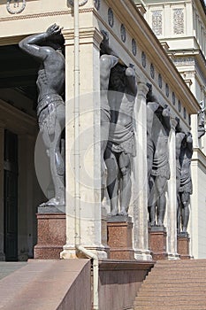 Portico of the New Hermitage in St. Petersburg, Russia.