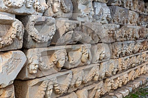 Portico of Tiberius frieze with masks and garlands, Aphrodisias, Turkey