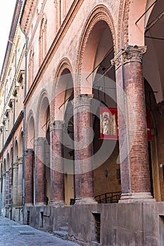 Portico on Via Manzoni in Bologna, Italy