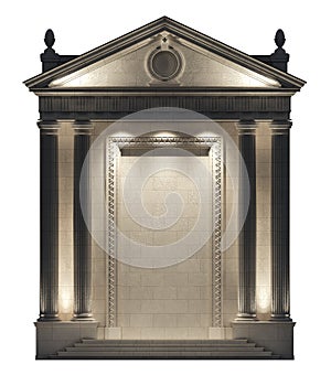 Portico on a white background. Architectural elements of the classic building facade. 3D rendering