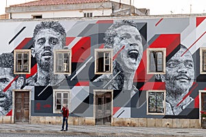 Grafitti painting of several soccer celebrities