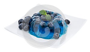 Portion of Blueberry Jello on white