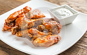 Portion of buffalo chicken wings