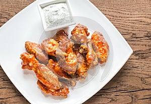 Portion of buffalo chicken wings