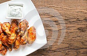 Portion of buffalo chicken wings