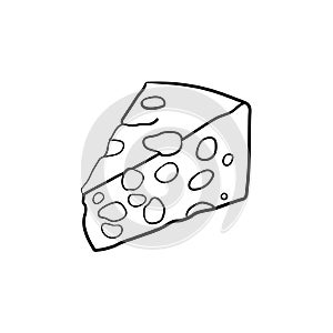 Portion of cheese hand drawn sketch icon.