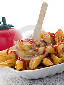 Portion Of Chips In A Polystyrene Tray