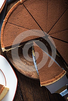 Portion of chocolate tort or cake