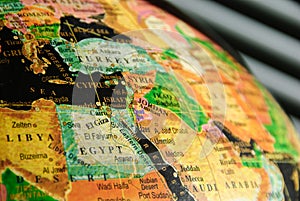Portion of Colorful Globe Centered on the Middle East