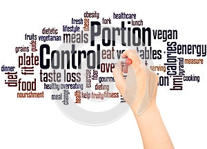 Portion Control word cloud hand writing concept