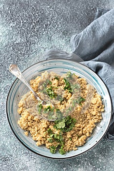 Portion of cooked quinoa