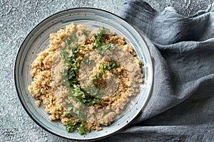 Portion of cooked quinoa