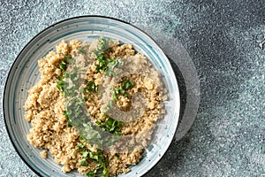 Portion of cooked quinoa