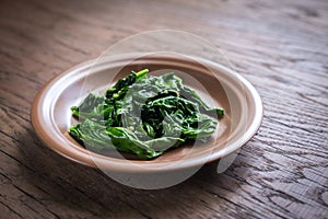 Portion of cooked spinach