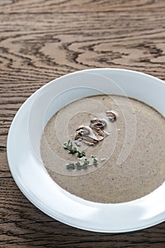 Portion of creamy mushroom soup