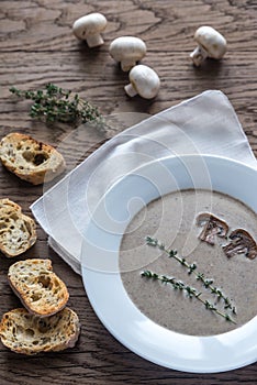 Portion of creamy mushroom soup