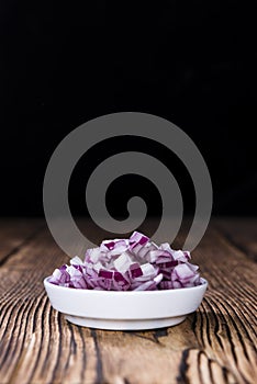 Portion of diced Red Onions