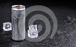 Portion of Energy Drinks, selective focus