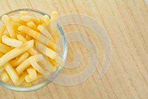 Portion of French fries (fried potatoes) in bowl