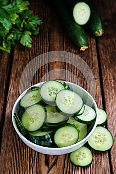 Portion of fresh Cucumbers