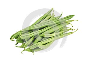 Portion of fresh green beans isolated on a white background