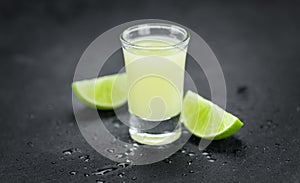 Portion of Fresh Lime Juice on a slate slab
