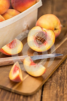 Portion of Fresh Peaches, selective focus