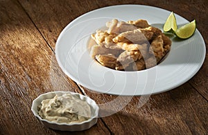 Portion of Fried Hake with Mayonnaise