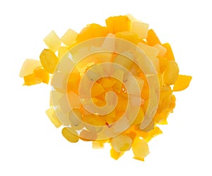 Portion of fruit cocktail isolated on a white background