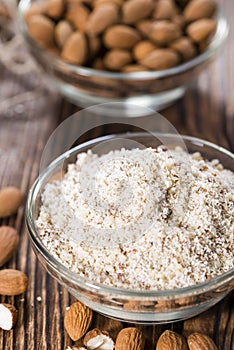 Portion of grated Almonds