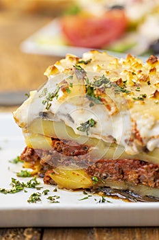 portion of greek moussaka