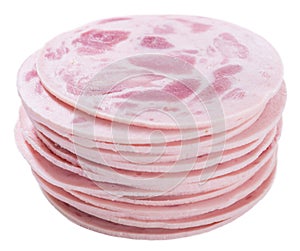 Portion of Ham Sausage (isolated on white)