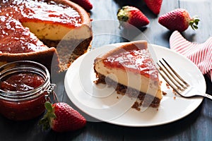 Portion of homemade cheesecake